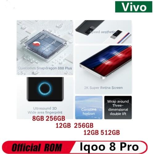DHL Fast Delivery Vivo Iqoo 8 Pro Mobile Phone Snapdragon 888 Plus AMOLED E5 Screen 6.78" 120HZ 120W Charger Origin OS 50.0MP