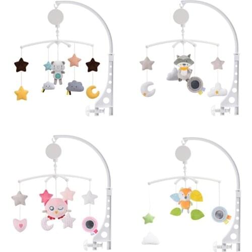 HX5D Baby Crib Holder Rattles 0-12 Months Music Rotating Bedside Bell Soothing Toy