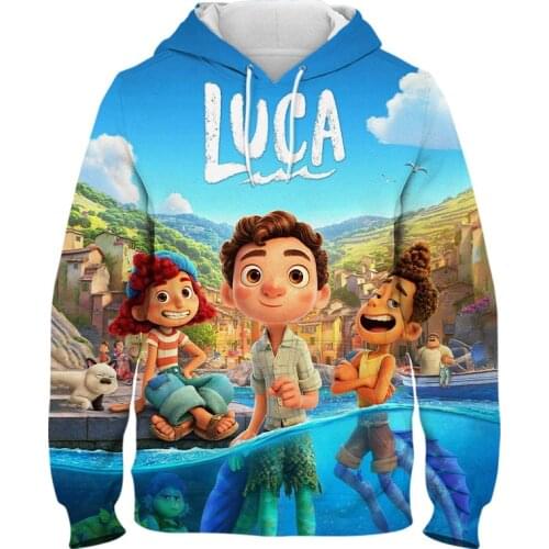 Luca Disney Kids Baby Hoodies Sweatshirts Spring Autumn Boys Girls Pullovers Pixar Luca 3D Print Hoody Unisex Clothes for Teens