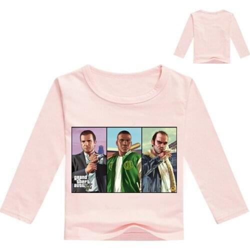 New arrival Children Boys GTA T Shirts GTA 5 T-shirt Kids Clothes Teenager Street Fight Wear boy cotton long sleeve t-shirt