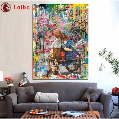 5d photo Abstract graffiti art, my childhood friend Diamond Painting Full Drill Mosaic Home Decor Handmade Embroidery Gift