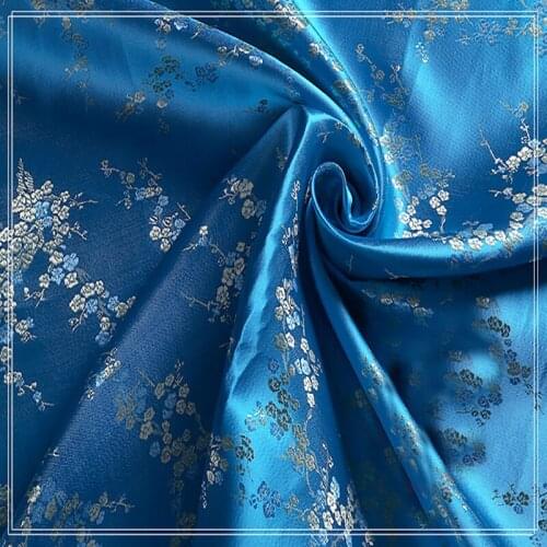 90x100cm Classical style blue silk jacquard tapestry satin jacquard fabric Cloth bedding patchwork tissue home Textile Sewing
