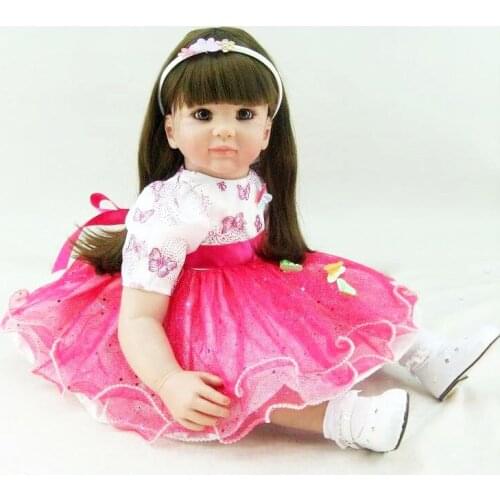 24"/60 cm Colorful Dress Reborn Babies Doll Princess Girl Baby Doll Soft Vinyl Silicone bebe reborn Toddler Doll Toys Gift