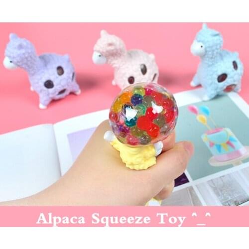 8cm Cute Alpaca with Soft Beads Squeeze Hand Fidget Toys Kid Children Adult Office Pressure Release Antistress Decompression Toy