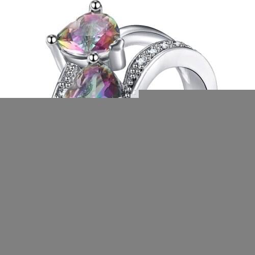 Fashion Women Jewelry double Heart Dazzling Multicolor CZ Rhinestone 925 sterling silver Ring Engagement jewelry Size 5-10