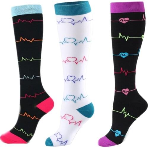 Men Women Compression Socks Fit For Edema, Diabetic, Sports Sock Black For Anti Fatigue Pain Relief Knee High Stockings EU 39-46