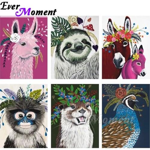 Ever Moment Diamond Painting Kit Animal Panda Donkey Eagle Sloth Full Square Cross Stitch Diamond Embroidery Home Décor ASF2295