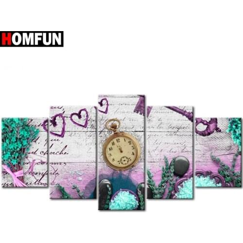 HOMFUN 5pcs Full Square/Round Drill 5D DIY Diamond Painting "Home sweet home" Multi-picture Combination Embroidery 5D Gift