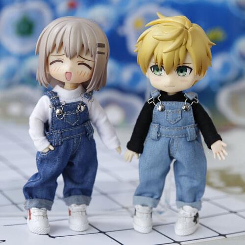 Obitsu11 clothes fashion pants dolls Denim Overalls trousers for OB11 1/12 BJD Body9 5 colors Denim overalls clothes
