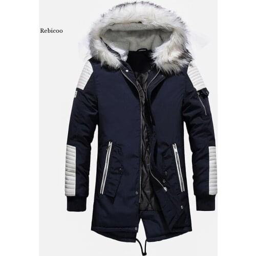 Winter New Men Parkas Mens Fashion Casual Thick Warm Parka Long Style Jacket Male Comfortable Fur Collar Hooded Parka Coat