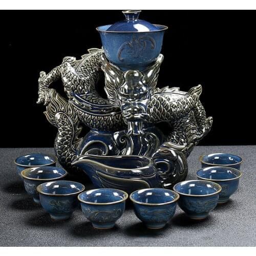 11pcs/set Portable ceramics Tea Set semi-automatic Spin tea infuser Handmade kettle teacup Household porcelain teaware drinkwar