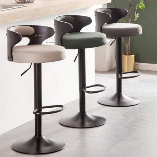 Modern Minimalist Home High Bar Stool Wrought Iron Restaurant Backrest Bar Chair American Style Living Room Lifting Bar Chairs