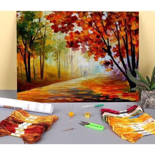 Inside The Morning Fog Printed Fabric 11CT Cross Stitch Embroidery Complete Kit DMC Threads Hobby Needlework Stamped