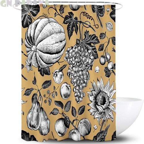 Tropical plant fruit grape macrame Bath Curtains Waterproof Polyester Fabric retro Shower Curtains Screen with Hooks Accessories