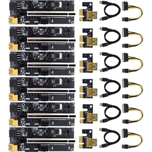 VER009S Plus Upgraded PCI-E Riser Card PCI Express 1X To 16X USB 3.0 Cable SATA To 6Pin Connector For Graphics Video Card Mining