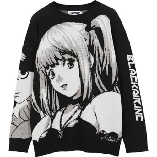 Knitted Japanese Anime Death Note Misa Amane Sweater for Men and Women Harajuku Streetwear Oversized Black Pullover Jumper
