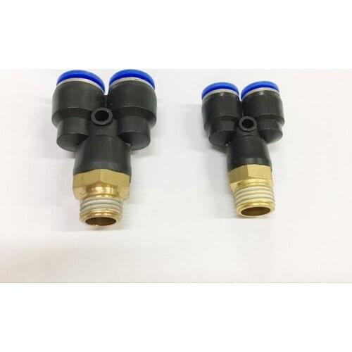 5pcs Y Shaped 1/4"BSPT male thread x 8mm OD Tube Pneumatic Quick Fitting Plastic pipe brass Connector Fittings