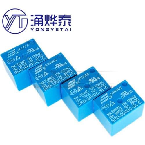 YYT 10PCS Power Relay SRD-05VDC-SL-C SRD-12VDC-SL-C SRD-24VDC-SL-C SRD-09VDC-SL-C T73 5Pin 10A 250V