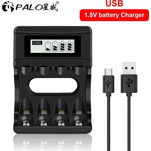 4 Slots Fast Smart Charger LCD Display 1.5V Battery Charger for 1.5V AA AAA Lithium Li-ion Li ion Rechargeable 2A 3A Battery