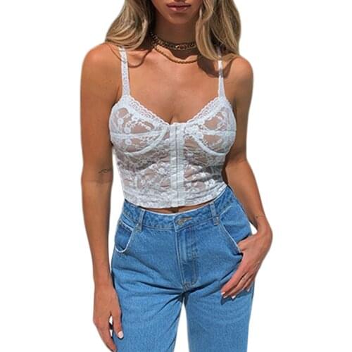 Women’s Fashion Solid Color Lace Camisole Summer Sexy V-neck Breasted Exposed Navel Suspender Tops