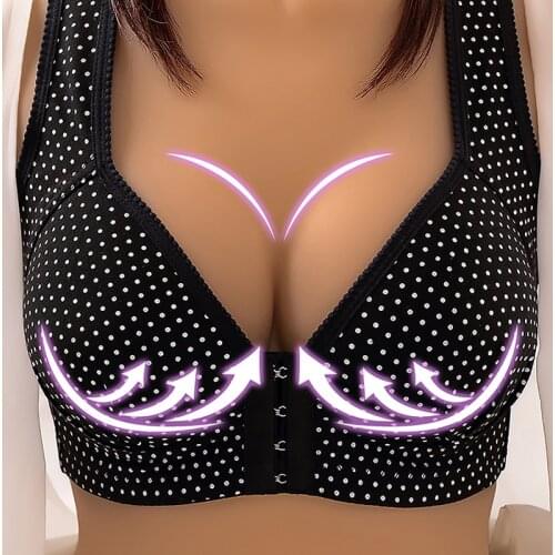 Women Front Buckle Breathable Bra Wire Free Plus Size Underwear Widened Shoulder Straps Brassiere Comfort Female Summer Thin