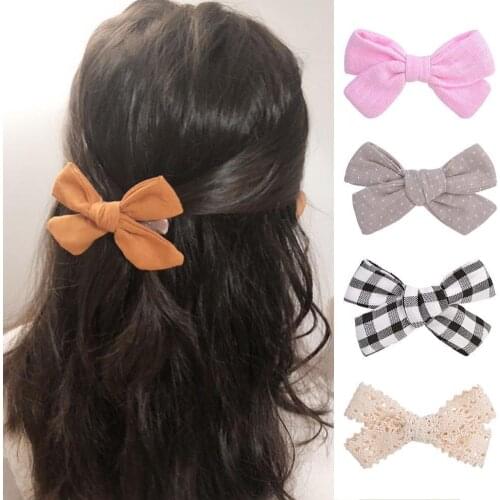 1pcs Fashion Girls Hairpin Hair Accessories color Girls Hairpin Bow Clips Cute Baby Hair Clips Plaid Hairwear Bow Hai S9B1