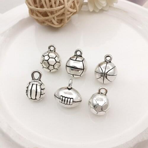 10Pcs Sports Ball Charms Pendants DIY Jewelry Making Alloy Findings Accessory For Necklaces Earrings