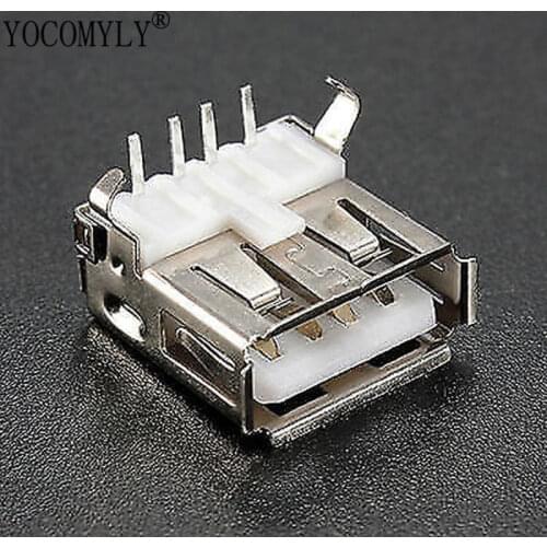 10PCS USB Type A Female PCB Mount Socket Plug Connector Right Angle 4 Pin New