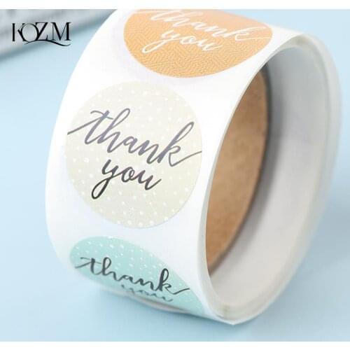 100Pcs/Roll Paper Seal Label Thank You Stickers Custom Gift Box Bake Decoration