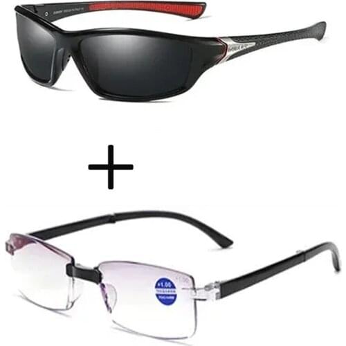 2Pcs!!! Anti Blu Light for Men Women Reading Glasses with Case Rimless Frameless Foldable and Double Bridge Round Sunglasses