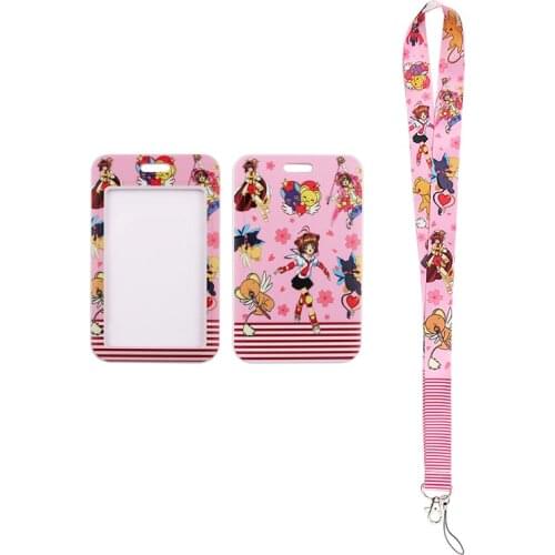 24pcs/lot MD640 DMLSKY Anime Necklack Lanyard Key Gym Strap Multifunction Mobile Phone Decoration With Card Holder Cover For Fan