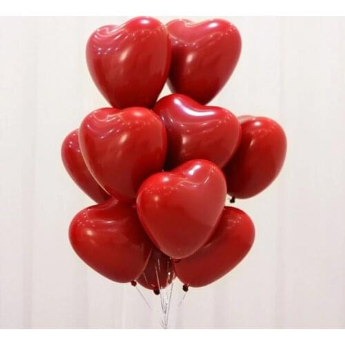 50Pcs 10inch Red Love Heart Latex Balloons Wedding Decoration Helium Balloon Valentines Day Gifts Birthday Party Balloon Globos
