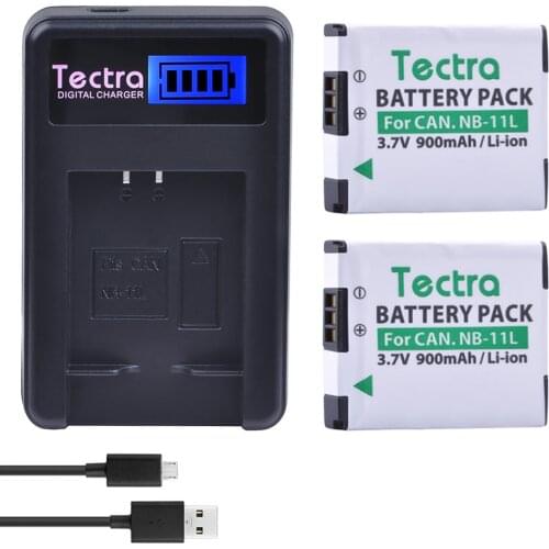 Tectra 2pc for Canon NB-11L NB 11L NB11LH Camera Battery for Canon PowerShot A2300 IS, A2400 IS, A2500, A2600+LCD USB Charger