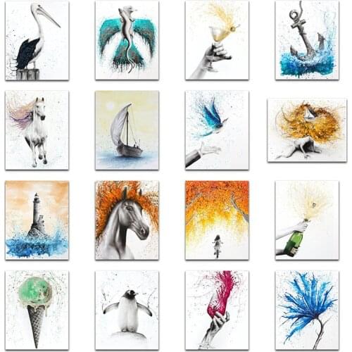DIY Diamond embroidery Animal bird horse Full Square Diamond painting Cross stitch lighthouse Round Diamond mosaic penguin wine