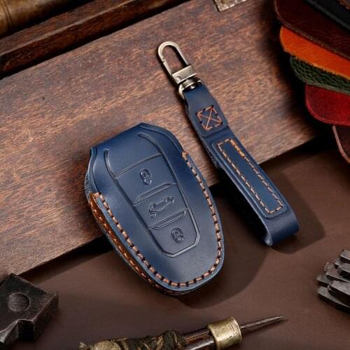 1Pcs Genuine Leather Car Key Case Cover For Peugeot 208 308 508 3008 5008 for Citroen C4 Picasso DS3 DS4 DS5 DS6