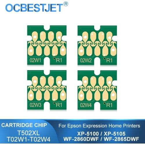 T502 T502XL T02W1-T02W4 Ink Cartridge Chip For Epson XP-5100 XP5100 XP-5105 XP5105 WF-2860DWF WF-2865DWF WF2860 WF2865 Printer