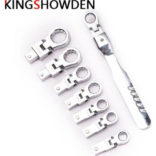 Flex Offset Box End Wrench Set Replaceable Head Trox Adjusttable Multifunction Wrench Handle Tools