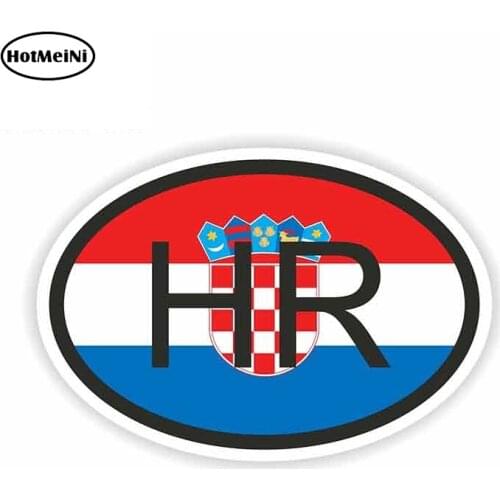 HotMeiNi 13cm x 8.9cm for HR Croatia Country Code Oval with Flag Car Stickers and Decals Vinyl Waterproof Surfboard Decor