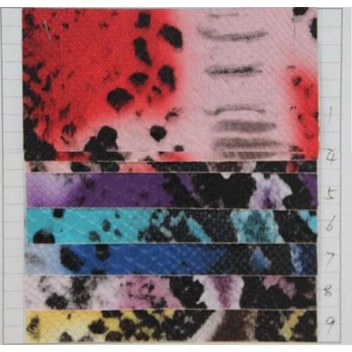 Colorful snake printed leather material high quality synthetic PVC leather fabric wholesale