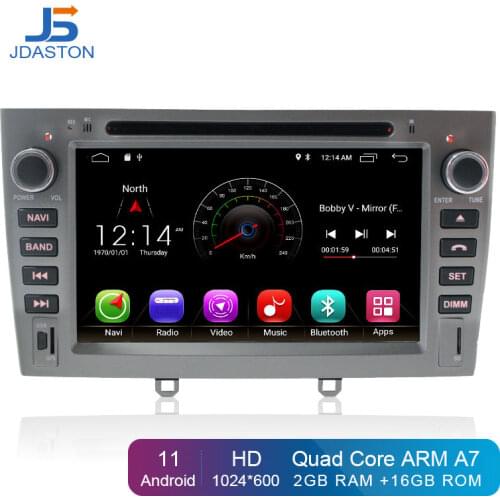 JDASTON Android 10.0 Car DVD Player For Peugeot 308 408 Stereo Steering Wheel GPS Navigation Multimedia Stereo 2 Din Car Radio