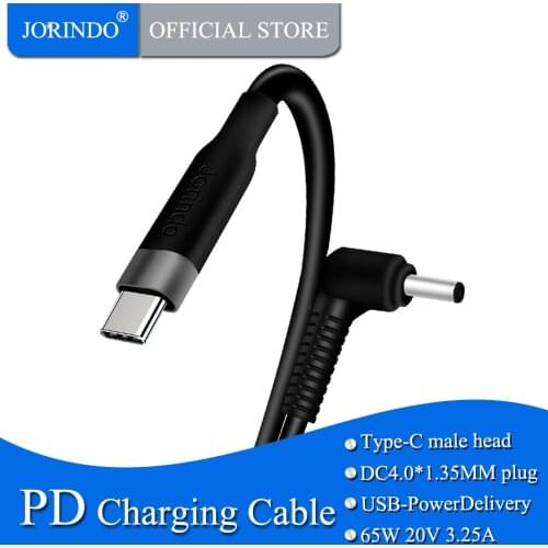 JORINDO 65W DC power charger converter type c to dc4.0*1.35MM adapter cable for Fast charging for notebook power portable cable