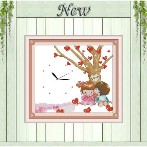 Heartfelt Wish lovers clock paintings counted print on canvas DMC 14CT 11CT chinese Cross Stitch Needlework Sets Embroidery kits