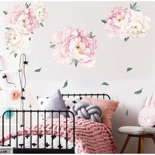 Beautiful Peony Flower Self Adhesive Wall Sticker Home Living Room Hallway Decal Pretty sticker with peony flower design, sweet