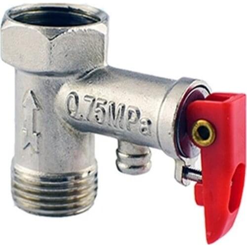 Red Lock Lever Silver Tone Metal Safety Valve 0.75Mpa for Electric Water Heater Special Pressure Reducing Valve