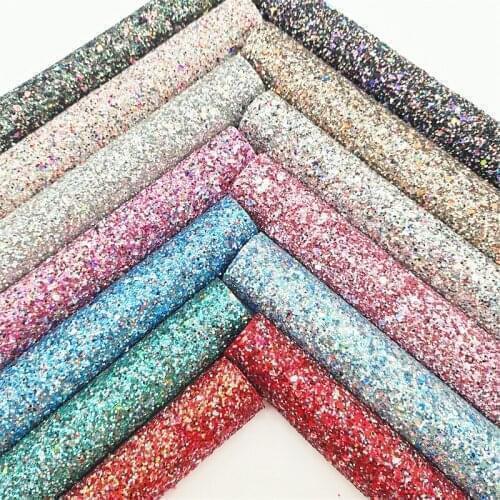 Mixed Colors Chunky Glitter Faux Vinyl Fabric with Soft Backing Glitter Leather Sheets For Earrings Bows DIY 21X29CM GM3096A