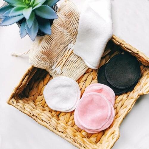 Reusable Cotton Pads Make Up Remover Eye Rounds Bamboo Terry,Velour,Charcoal Face Cloth Cleasing Wipes With Washable Laundry Bag