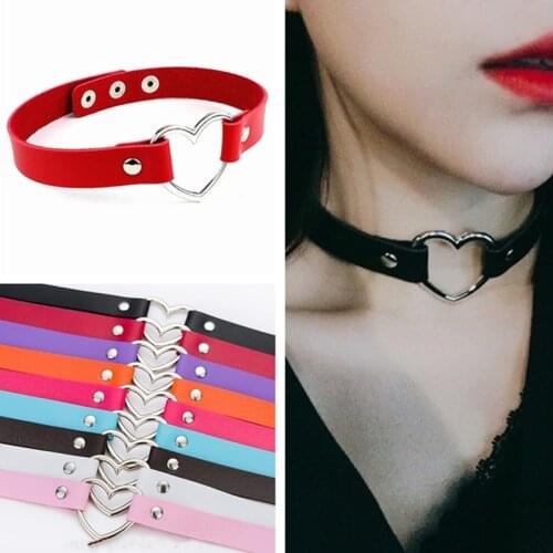 Fashion PU Leather Heart Choker Necklace Women Clavicle Necklaces Punk Statement Jewelry Trendy Girl Wedding Bride Jewelry Gift
