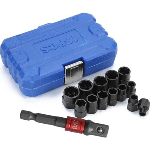 13pcs Damaged Bolt Nut Screw Remover Tool Kit Damaged Bolt Removal Set Damaged Bolt Nut Screw Removal Socket black