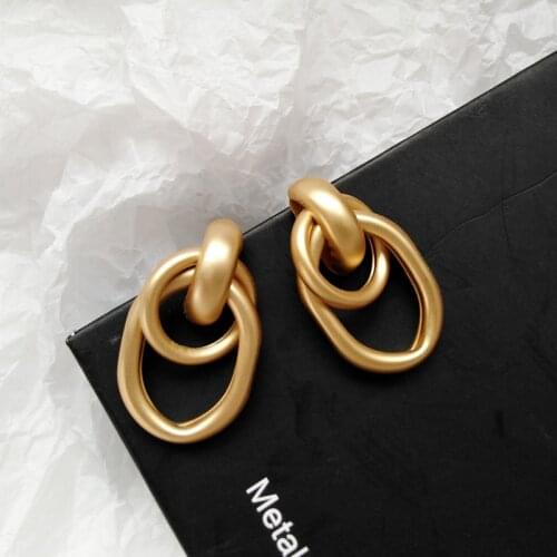 2019 New Trendy Big Vintage Drop Earrings Twisted Knot Metal Fashion Geometric Oval Statement Earring Women Girl Minimalist