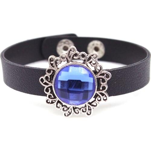 2021 Spring New Button Adjust Leather Bracelet Crystal Fine Gifts For Women Jewelry Gift